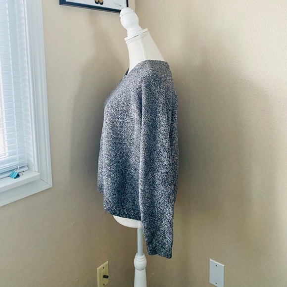 Madewell Province cross back crew neck sweater in black and white, Sz. M - Picture 5 of 9